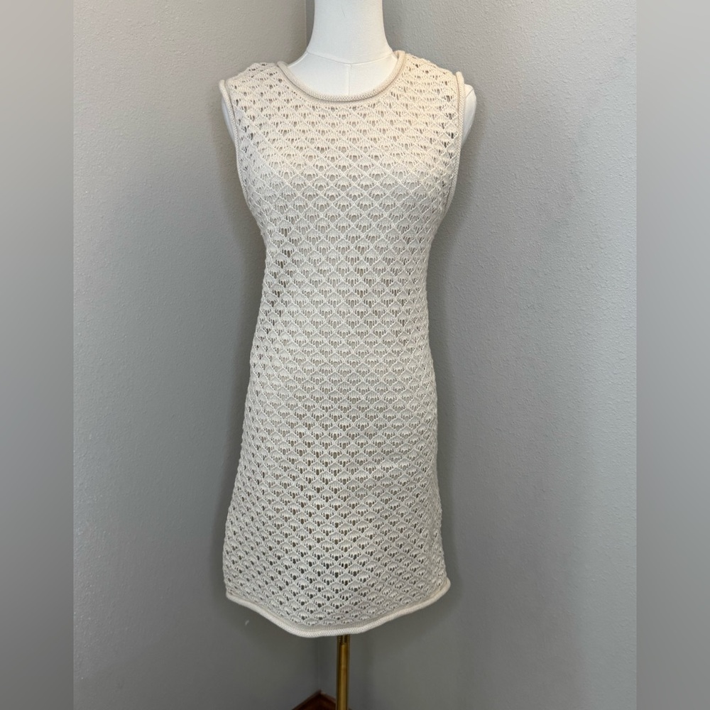 Sanctuary Knit Cream/Ecru Crochet Sleeveless Dress XS new with tags